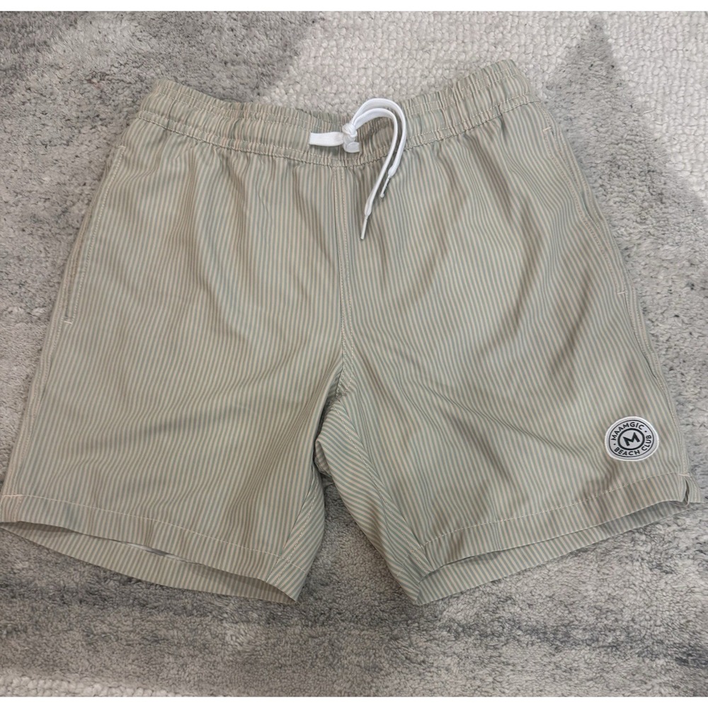 Maamgic Men's Swim Trunks Shorts, Size Small , Khaki Tan And Green, Pockets